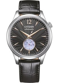 Citizen Damen Automatikuhr, schwarz, Armbanduhren, Armbanduhr, Herrenuhr, Damenuhr, offene Unruh, Edelstahlarmband