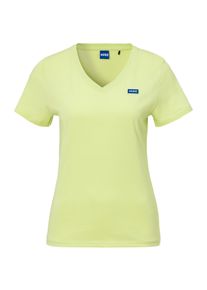 HUGO BLUE Damen T-Shirt "Classic V"bright grün 329, casual, Gr. XL, unifarben, Single Jersey, Obermaterial: 100% Baumwolle, Shirts, mit Logo