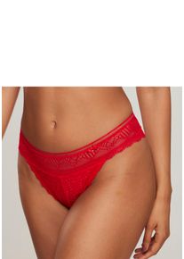 Lascana Damen String "Tiziana", Gr. 32, rot, Microtouch, Obermaterial: 84% Polyamid, 16% Elasthan, Unterhosen, mit anteilig recycelter Spitze