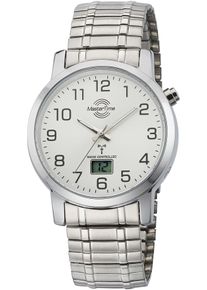 MASTER TIME Herren Funkuhr "Basic", silber, Armbanduhren, Armbanduhr, Quarzuhr, Herrenuhr, Datum, Flexband, Zugband