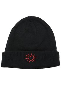 MisterTee Damen Beanie "MisterTee Glowing Heart Beanie", schwarz, Kunstfaser, Mützen