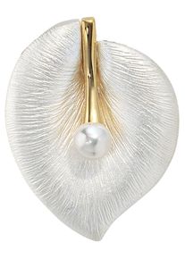 Jobo Damen Perlen-Anhänger "Anhänger Blatt mit Perle", Silber 925 (Sterlingsilber)-Perlen, silber, Silber 925 (Sterlingsilber), Perlen,