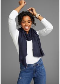 Laura Scott Damen Schal, blau, casual, unifarben, Web, Obermaterial: 100% Viskose, Modetücher, Schal-Tuch mit feinen Fransen - neue Farbe champagner