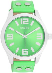 Oozoo Damen Quarzuhr, grün, Armbanduhren, Armbanduhr, Damenuhr, Herrenuhr, Lederarmband, Ø 46mm