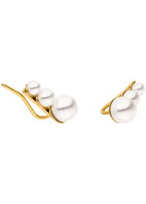 PURELEI Damen Paar Ohrhaken "Schmuck Geschenk Finesse Ear Climber Ohrringe, 23161", Edelstahl-Perlen, gold, Edelstahl, Perlen, Ohrringe, mit