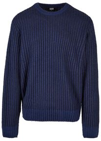 Urban Classics Herren Rundhalspullover "Urban Classics Herren Oversized Two Tone Sweater", blau, klassisch, Gr. L, unifarben, 100% Polyacryl, Pullover