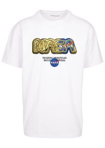 Herren T-Shirt "Upscale by Mister Tee Nasa HQ Oversize Tee", weiß, casual, Gr. L, UPSCALE BY MISTER TEE, bedruckt, 100% Baumwolle, Shirts