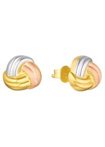 Amor Damen Paar Ohrstecker "Tricolor, 2013424", Gelbgold 375, rosa, Gelbgold 375, Ohrringe