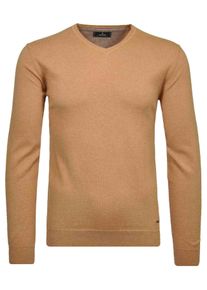 Ragman Herren V-Ausschnitt-Pullover, beige, casual, Gr. M, 95% Baumwolle 5% Cashmere, Pullover
