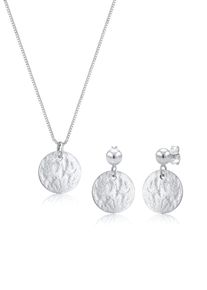 Elli Damen Schmuckset "Plättchen Organic Kette Ohrhänger 925 Silber", OneSize, ohne Stein, silber, Silber 925 (Sterlingsilber), Schmuck-Sets