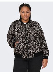 Only CARMAKOMA Damen Bomberjacke "CARLUX LIFE LS BOMBER JACKET NOOS"pumice stone aop:leo aop, modisch, Gr. 46, bedruckt, Web, Obermaterial: 97%