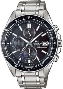 CASIO EDIFICE Herren Chronograph, silber, Armbanduhren, Solaruhr, Armbanduhr, Herrenuhr, Edelstahlarmband, Saphirglas