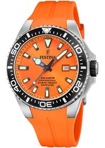 Festina Taucheruhr "Diver Collection", orange, Armbanduhren, Armbanduhr, Herrenuhr, Taucheruhr, Silikonarmband, Datum