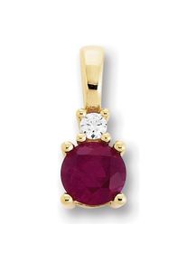 Vivance Damen Ketten-Anhänger "0.02 ct Diamant Brillant Rubin Anhänger aus 585 Gelbgold", 0.02 ct mit Diamant, Gelbgold 585-Gold, gold, Gelbgold 585,