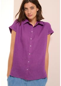 Cecil Damen Kurzarmblusemagenta lacquer, casual, Gr. L, unifarben, Web, Obermaterial: 100% Leinen, Blusen, mit seitlichen Schlitzen und aus Leinen
