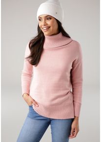 Tamaris Damen Rollkragenpullover, rosa, casual, Gr. 32, Strick, Obermaterial: 50% Viskose, 26% Polyamid, 24% Polyester, Pullover, mit Rippdetails