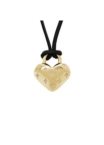Fossil Damen Kette mit Anhänger "Schmuck Geschenk Edelstahl Leder SADIE Herz, JF04830710", Edelstahl-Leder, L: 109cm B: 2mm, schwarz, Edelstahl,