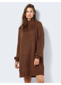 Noisy may Damen Strickkleid "NMTIMMY L/S KNIT DRESS NOOS", braun, casual, Gr. L, unifarben, Rippstrick, Obermaterial: 100% Polyacryl, Kleider