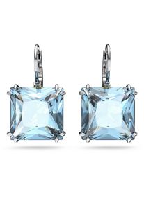 Swarovski Damen Paar Ohrhänger "Millenia, Quadrat-Schliff, Kissenschliff, 5619472, 5619494, 5636564", Metall, blau, Metall, Ohrringe, mit Swarovski