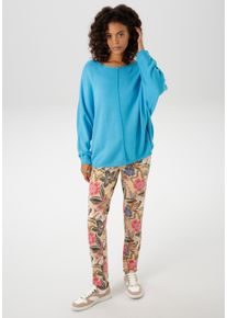 Aniston CASUAL Damen Strickpullover, blau, casual, Gr. 40, unifarben, Strick, Obermaterial: 50% Baumwolle, 50% Polyacryl, Pullover, mit langen