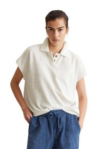 Marc O'Polo Damen Poloshirt, weiß, casual, Gr. M, MARC O'POLO DENIM, Frottee, Obermaterial: 100% Baumwolle, Shirts, aus Frottee, locker geschnitten