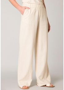 Base Level Damen Leinenhose "Yul", beige, casual, Gr. 36, unifarben, Web, Obermaterial: 55% Leinen, 45% Viskose, Hosen, mit elastischem Bund