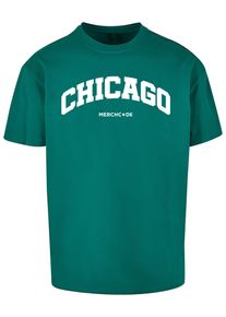 Merchcode Herren T-Shirt "Merchcode Herren Chicago Wording - Heavy Oversize Tee", grün, casual, Gr. M, bedruckt, 100% Baumwolle, Shirts