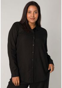 Damen Langarmbluse "Yaella", schwarz, casual, Gr. 50, Base Level Curvy, unifarben, Web, Obermaterial: 55% Leinen, 45% Viskose, Blusen, mit