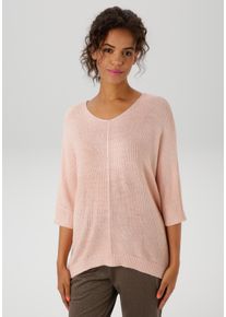 Aniston CASUAL Damen Strickpullover, rosa, casual, Gr. 44, unifarben, Strukturmuster, Feinstrick, Obermaterial: 100% Polyacryl, Pullover, im