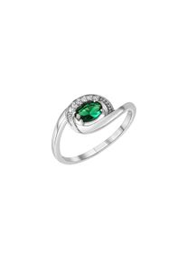 Vivance Damen Fingerring "925-Sterling Silber rhodiniert Zirkonia", 052 (16,6), Silber 925 (Sterlingsilber)grün, Silber 925 (Sterlingsilber),