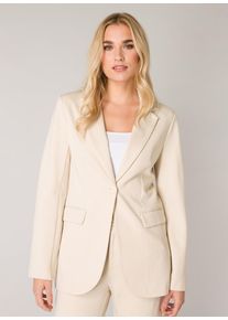 Base Level Damen Jerseyblazer, beige, casual, Gr. 46, unifarben, Web, Obermaterial: 65% Viskose, 30% Nylon, 5% Elasthan, Blazer, mit V-Ausschnitt und