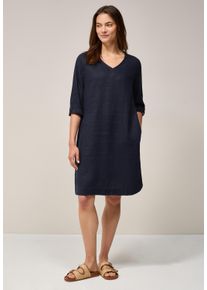 Cecil Damen Sommerkleid, blau, casual, Gr. XXXL, unifarben, Stoff, 100% Leinen, Kleider, mit Turn-Up Funktion