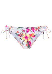 Lascana Damen Bikini-Hose "Malia", weiß, Gr. 32, bedruckt, floral, Polyamid, Microfaser, Badehosen, zum Binden mit tropischem Print