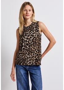 Street One Damen Trägertop, schwarz, casual, Gr. 46, animal-print, Stoff, 95% Viskose, 5% Elasthan , Tops, mit Rundhalsausschnitt