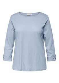 Only CARMAKOMA Damen 3/4-Arm-Shirt "CARSLUB 3/4 O-NECK FOLD UP TO JRS BS"soft chambray, modisch, Gr. S, unifarben, Jersey, Obermaterial: 60%