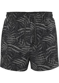 Bugatti Herren Badeshorts "Karim", schwarz, sportlich, Gr. XXXL, gemustert, Polyester, Badehosen, Alloverprint, linkes Bein Brand Label