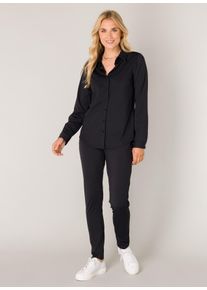 Base Level Damen Langarmbluse "Tamara", schwarz, casual, Gr. 42, unifarben, Web, Obermaterial: 75% Polyamid, 25% Elasthan, Blusen, mit Stretch und