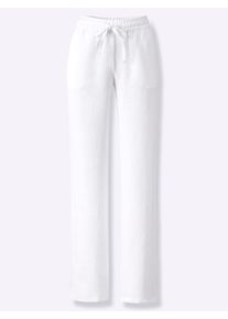 Heine Damen Schlupfhose, weiß, Gr. 42, unifarben, 100% Leinen, Hosen