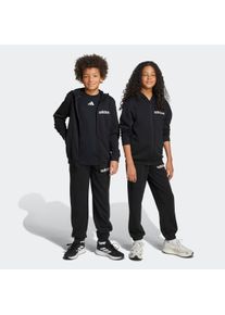 Kinder Trainingsanzug "J LIN FT TS 220", schwarz-weiß, sportlich, Gr. 164, adidas Sportswear, Obermaterial: 52% Baumwolle, 48% Polyester, Sportanzüge