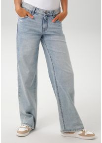 Aniston CASUAL Damen Straight-Jeans, blau, modisch, Gr. 36, Destroyed-Effekte, Denim/Jeans, Obermaterial: 81% Baumwolle, 17% Polyester, 2% Elasthan,