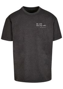 Merchcode Herren T-Shirt "Merchcode Herren Happines Heavy Oversize Tee", grau, casual, Gr. L, bedruckt, 100% Baumwolle, Shirts