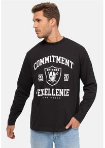 Recovered Herren Sweatshirt "NFL Raiders Commitment To Excellence Relaxed", schwarz, casual, Gr. XXL, bedruckt, 100% Baumwolle, Sweatshirts, im