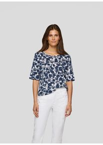 Rabe Damen T-Shirt, blau, Basic, Gr. 40, bedruckt, Jersey, Obermaterial: 50% Baumwolle, 50% Viskose, Shirts, mit grafischem Muster
