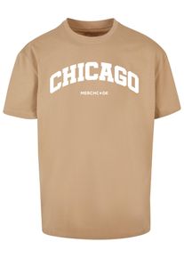 Merchcode Herren T-Shirt "Merchcode Herren Chicago Wording - Heavy Oversize Tee", beige, casual, Gr. M, bedruckt, 100% Baumwolle, Shirts