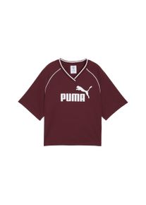 Puma Damen T-Shirt "ESS RELAXED CROPPED FOOTBALL JERSEY"ruby shimmer, sportlich, Gr. XL, unifarben, Web, Obermaterial: 100% Polyester, Shirts
