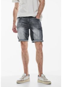 Street One MEN Herren Bermudas, grau, casual, Gr. 33, unifarben, Web, 99% Baumwolle, 1% Elasthan, Hosen, 5-Pocket-Style