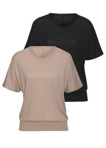 Vivance Kurzarmshirt 'mit breitem Bund' mehrfarbig Gr. 32/34 für Damen. Mit Rundhals. Bequem. Nachhaltig.