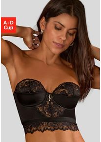JETTE Corsage schwarz Gr. 90 Cup B für Damen. Mit Bänder, Schmuckelemente, Ösen, Spitze. Figurbetont. Nachhaltig.