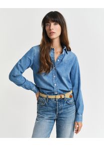 Gant Damen Jeansbluse "REG DENIM SHIRT"semi light blau worn in, casual, Gr. 38, Denim/Jeans, Obermaterial: 100% Baumwolle, Blusen, mit modischer
