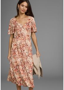 Laura Scott Damen Sommerkleidecru, orange, animal, feminin, Gr. 34, animal-print, Single Jersey, Obermaterial: 95% Viskose, 5% Elasthan, Kleider,
